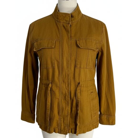 Old Navy Jacket Women Size S Brown Linen Blend Utility Minimalist Preppy Casual - Picture 1 of 9